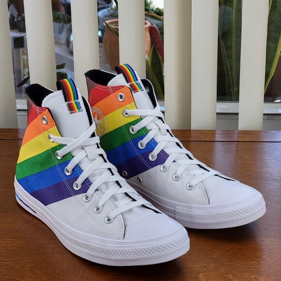 Converse Men's CTAS Hi Pride Canvas 167758C White/University Red/Multi NWB - Picture 2 of 12